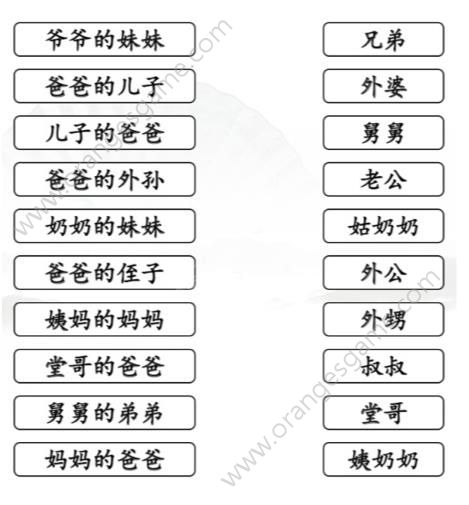 汉字找茬王连线亲人间的称呼2答案